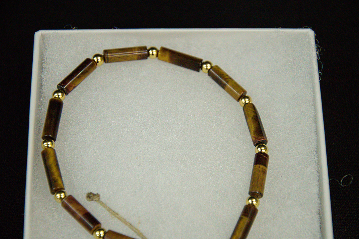 10K Solid Gold Tiger's Eye Beaded Bracelet