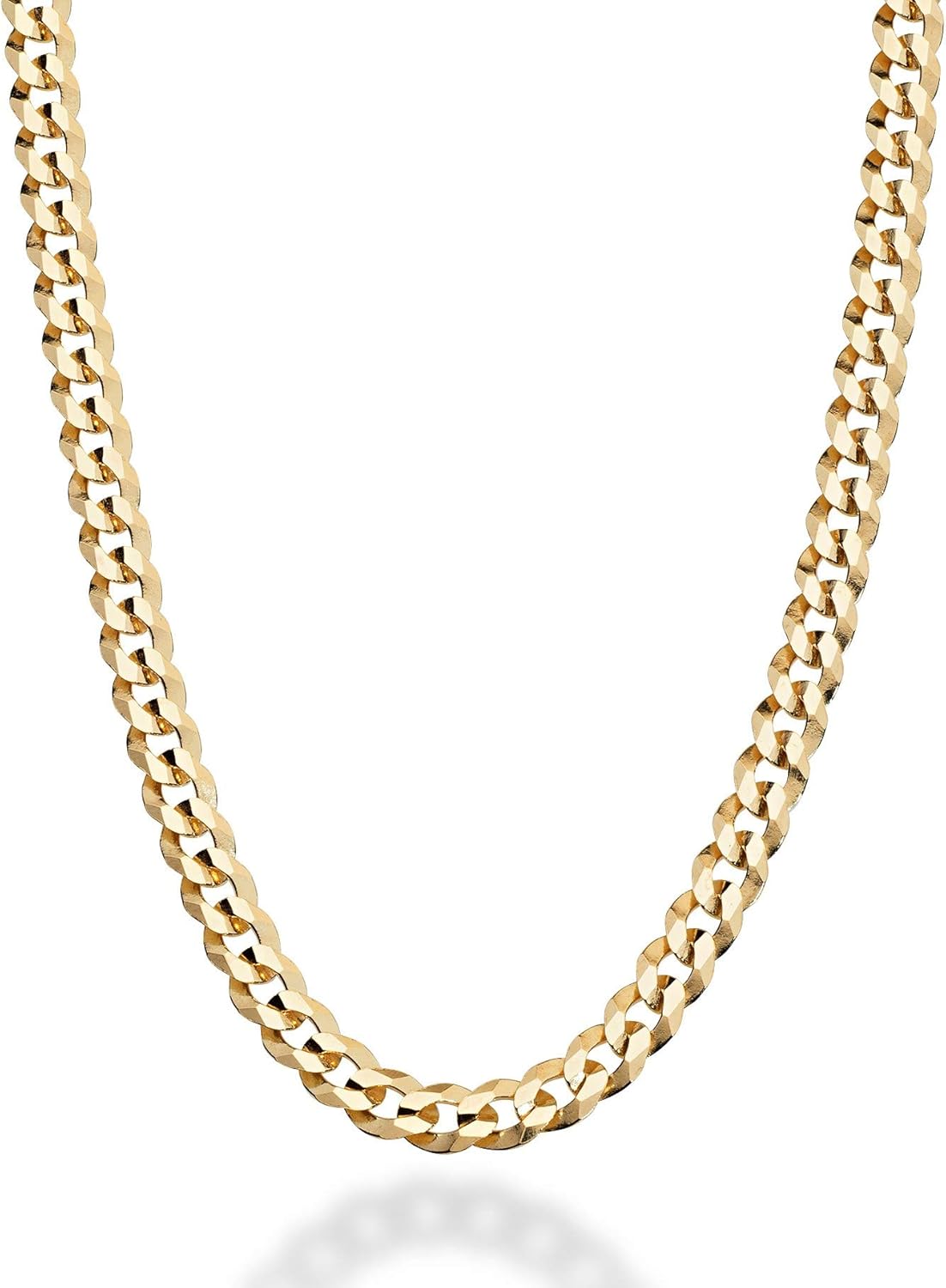 Solid 18K Gold over 925 Sterling Silver Italian 5Mm Diamond-Cut Cuban Link Curb Chain Necklace for Women Men, Made in Italy